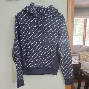 Champion Women's Hoodie in Navy with Logo Pattern
